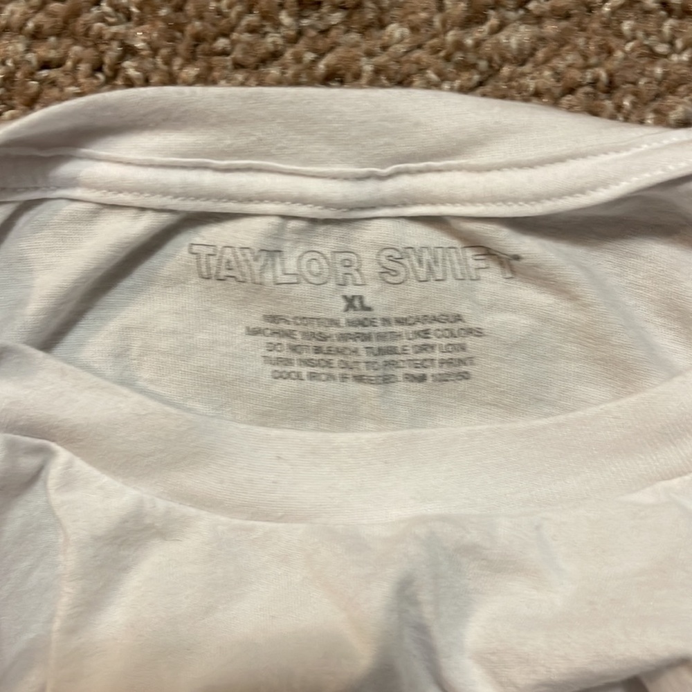 White Long Sleeve Crop With "Calm Down" Sleeve | Official Taylor Swift Merch View 3